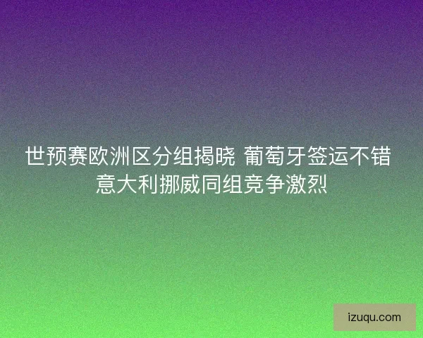 世预赛欧洲区分组揭晓 葡萄牙签运不错 意大利挪威同组竞争激烈