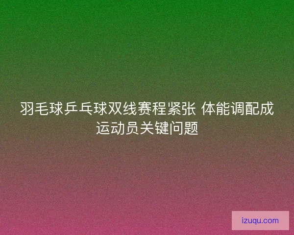 羽毛球乒乓球双线赛程紧张 体能调配成运动员关键问题